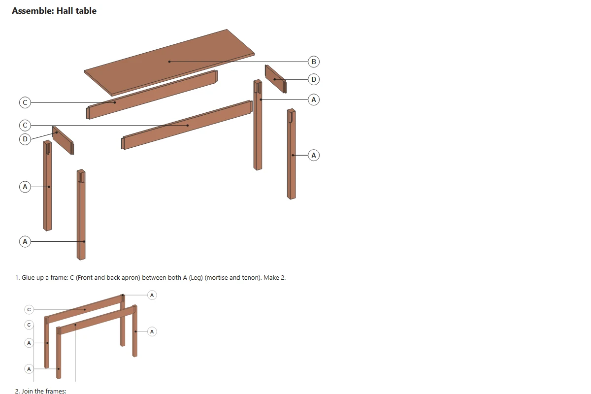 Table Edge Bucket WoodSketch: free and open-source 3D design for woodworkers
